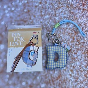 Pin For Love Blue and Yellow Checkered Keychain